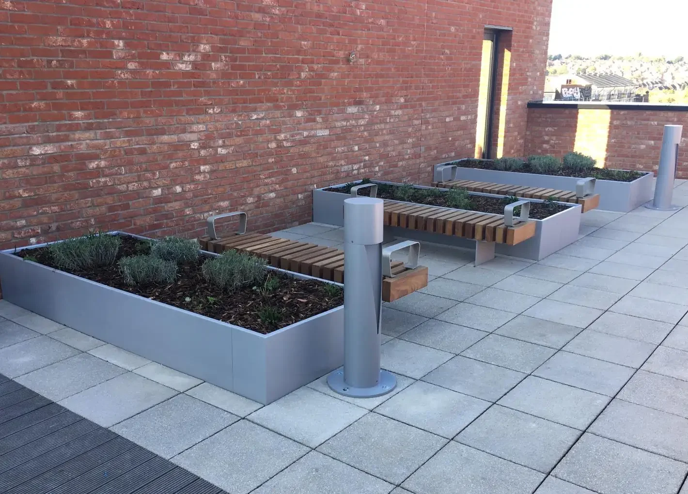 Planters and benches