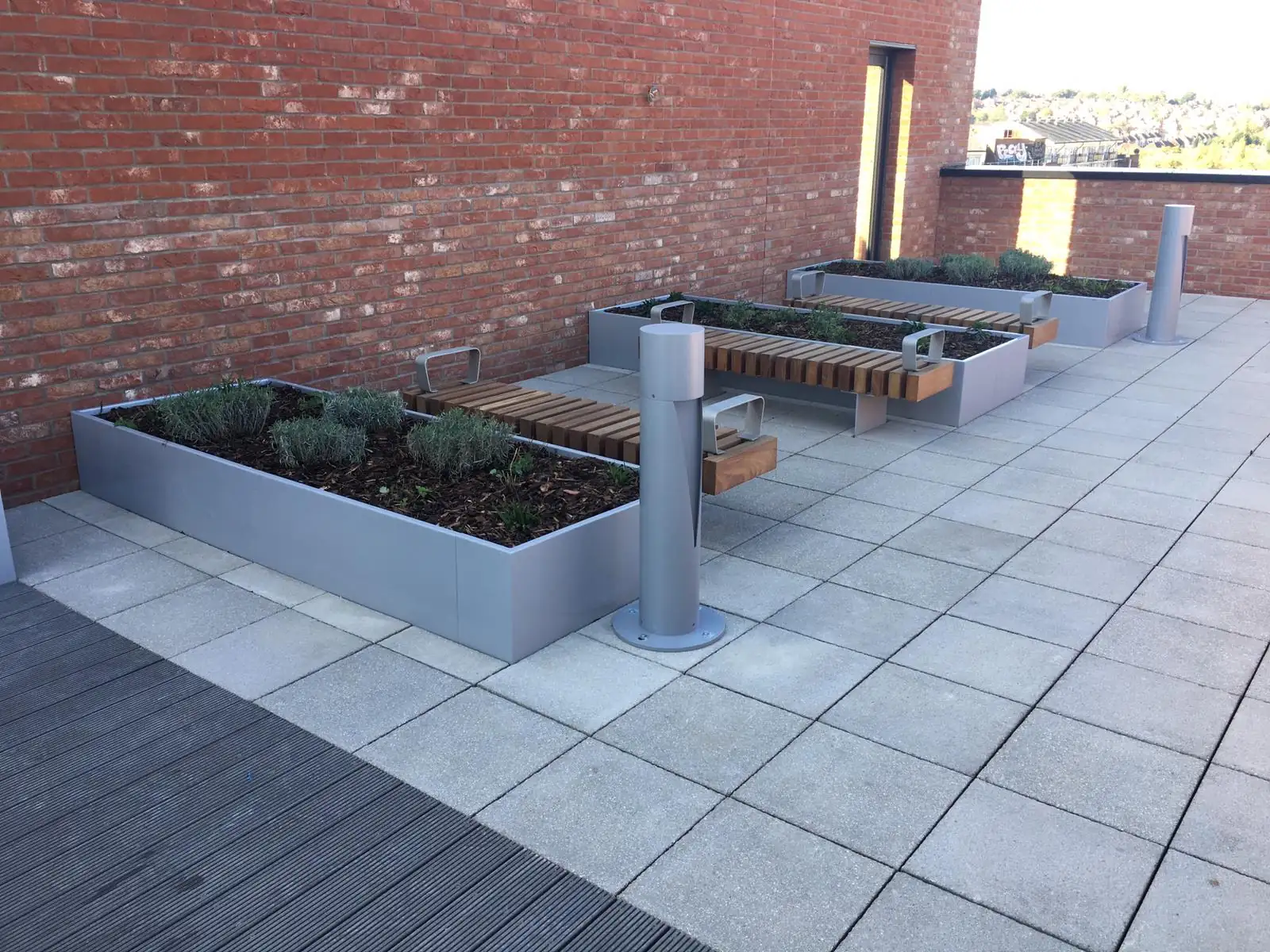 Planters and benches