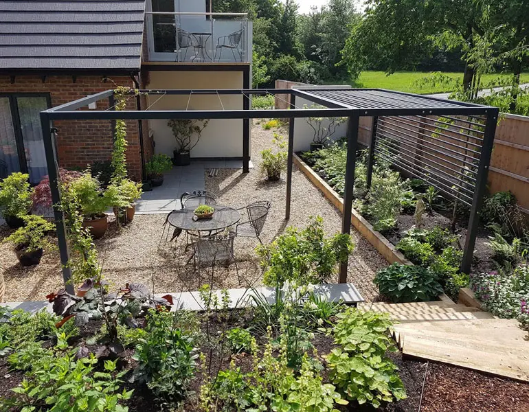 Pergola in garden